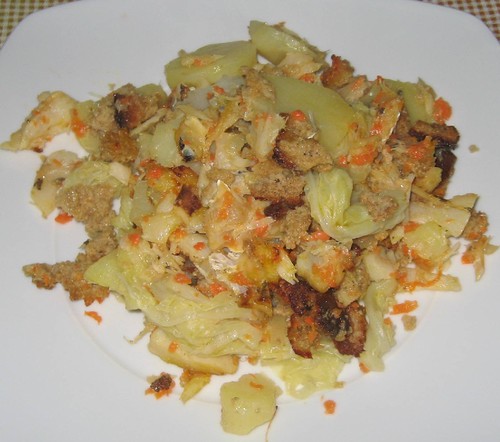 Bacalhau com broa e cenoura