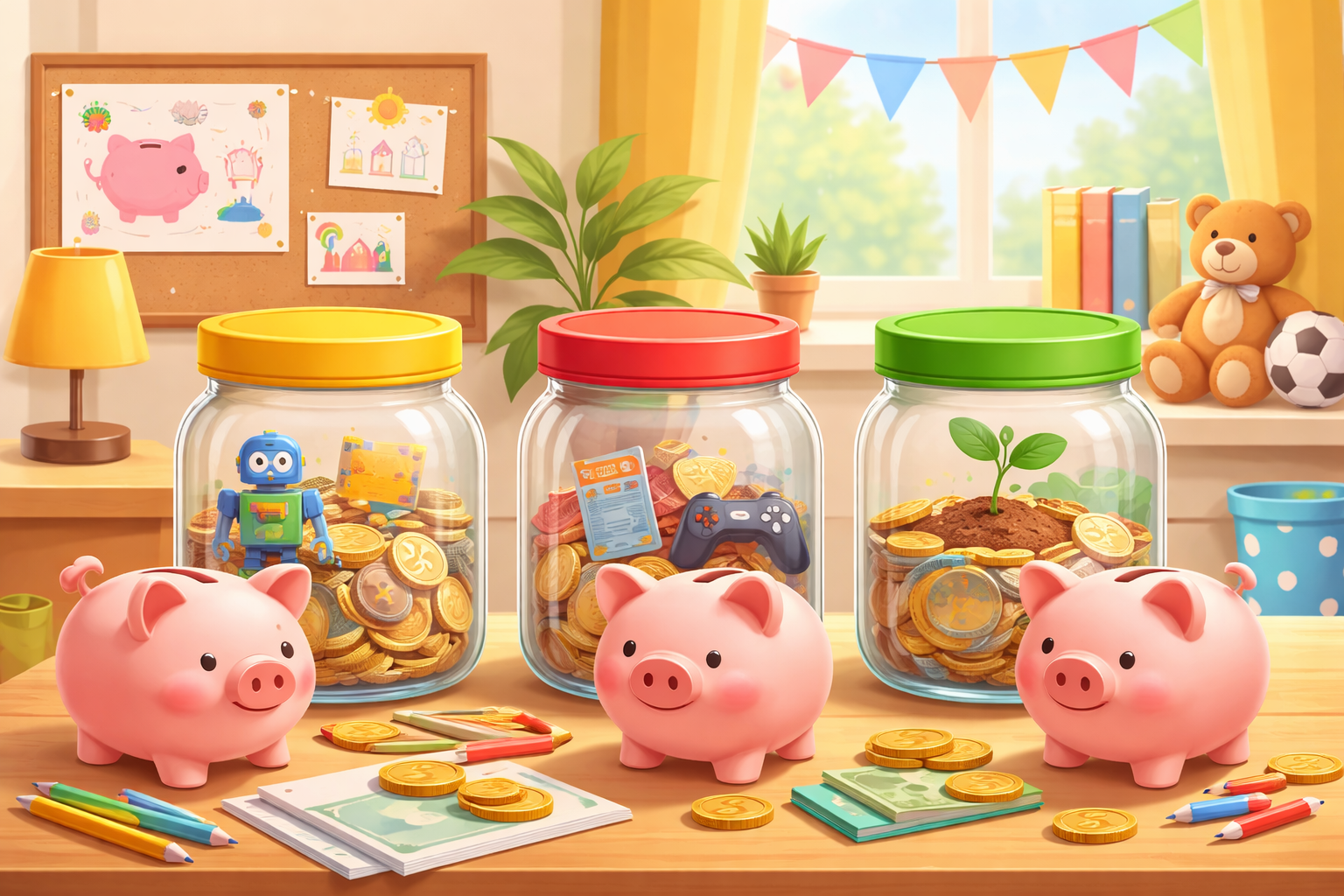 Ensinar as crianças a poupar – Os três mealheiros